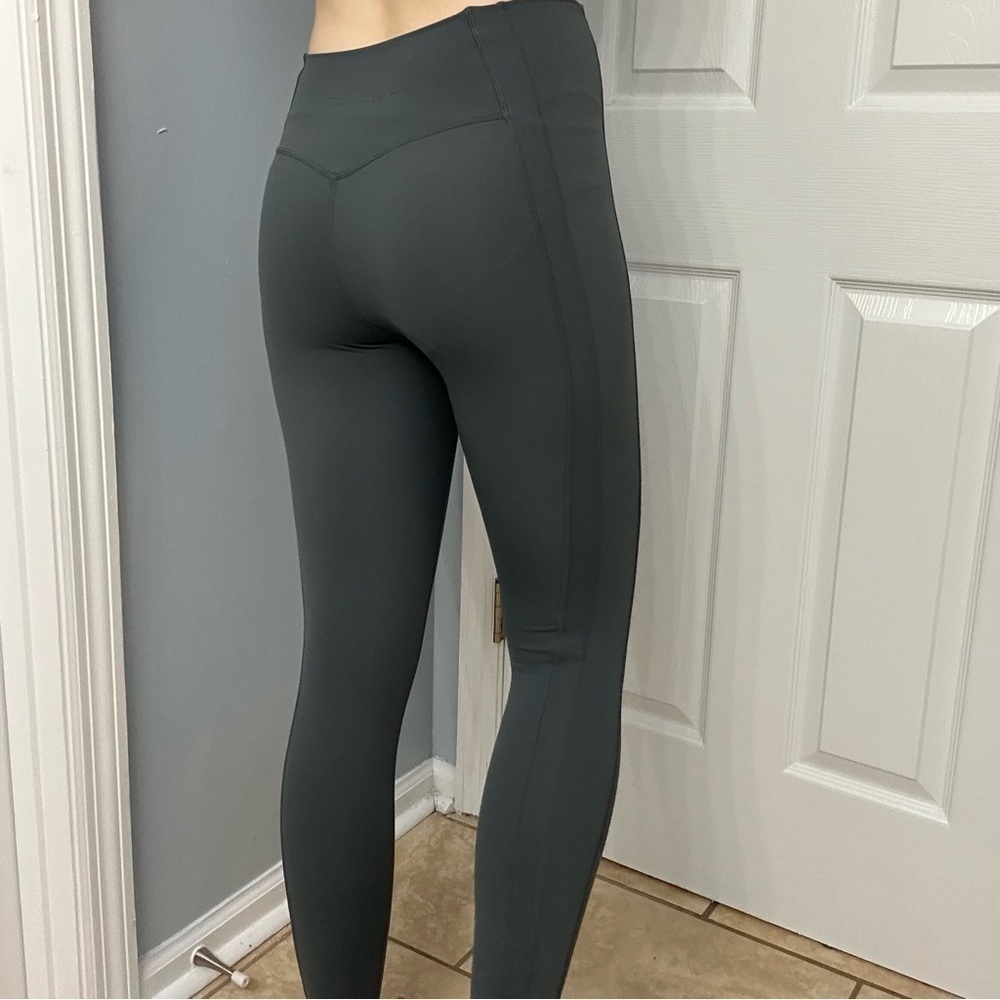 Alphalete Leggings Turquoise Blue Gray Full Length Gym Workout Size Extra Small